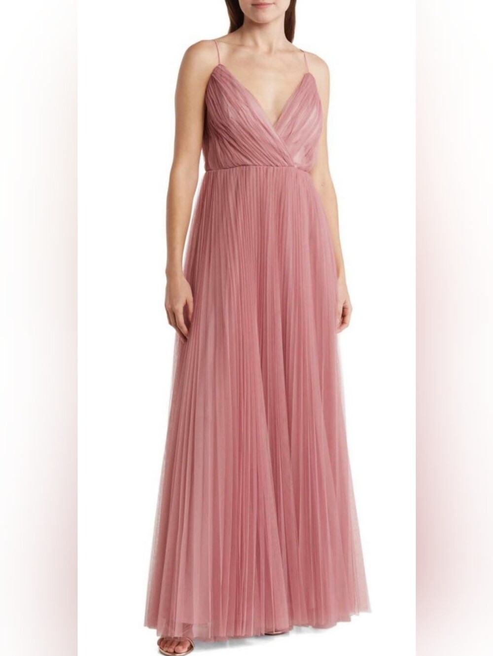ASOS Dusty Rose Pleated Spaghetti-Strap Maxi Dress